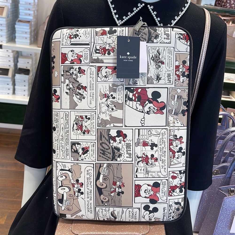 Kate Spade Disney X  Minnie  & Mickey Mouse Comic Universal Laptop Sleeve NWT - Picture 7 of 16